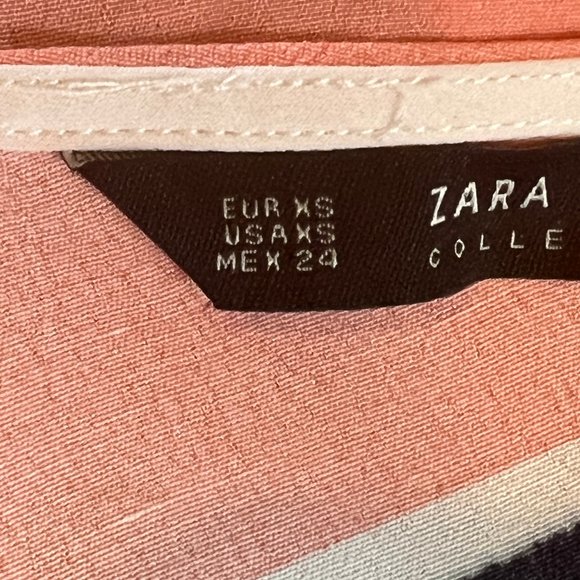 Like New ZARA Peach Rust Blue Cream Stripe Blouse Size XS - Picture 6 of 8